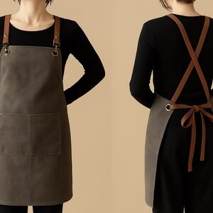 Brown Apron with Leather Straps